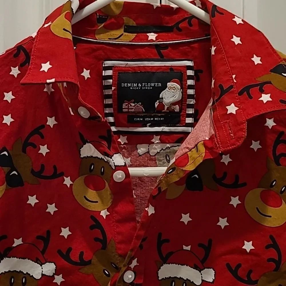 Denim & Flower Ricky Singh sz M Christmas shirt - Picture 2 of 10